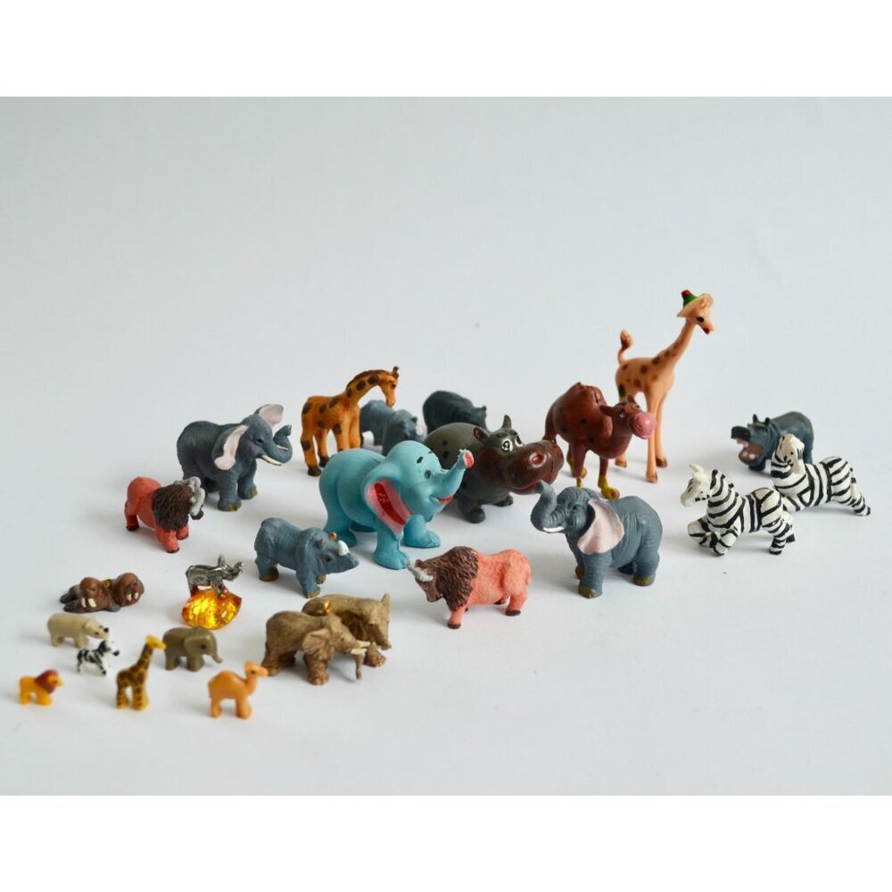 Large Lot Miniature Animal Figurines Toy Figures Hallmark Hong Kong Vintage